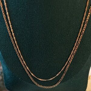 Rose Gold layering‎ figaro and twisted Chain Necklaces set of 2